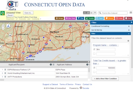 Screenshot taken from Connecticut's new Open Data website
